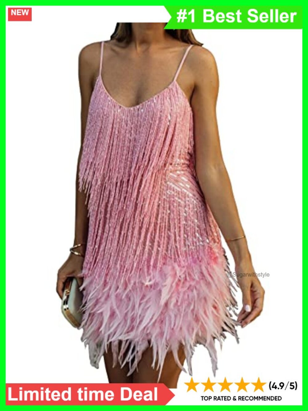 Flapper Dress 20s Gatsby Sequin Beaded Fringe Mini Bodycon Party Dress